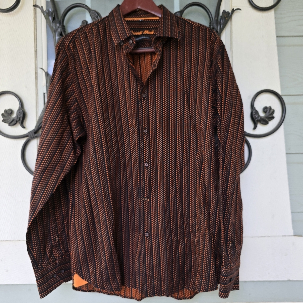 Luchiano Visconti Black & Orange Y2K Streetwear Cotton NWOT Shirt XL